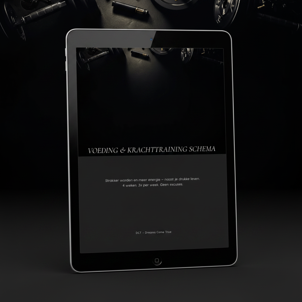 DCT — Voeding & Krachttraining Schema Tablet Mockup
